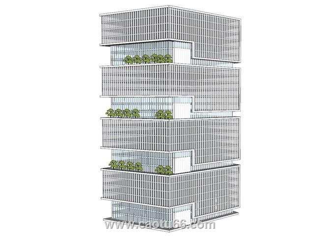 玻璃幕墙异形建筑SU模型