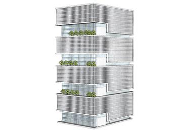 玻璃幕墙异形建筑SU模型