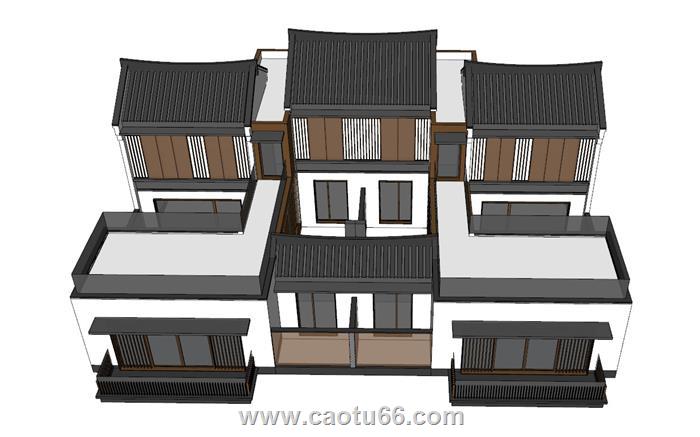 中式别墅建筑SU模型