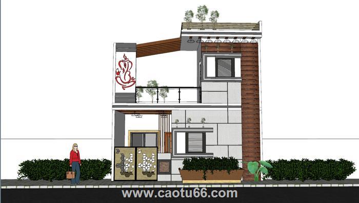 沿街别墅建筑SU模型
