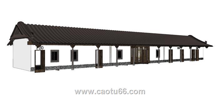 中式平房古建筑SU模型