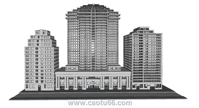 沿街建筑SU模型