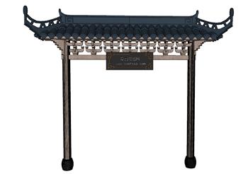 中式古建屋檐SU模型