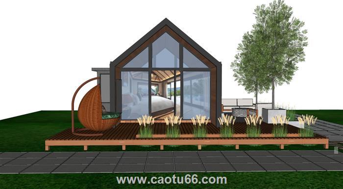 度假屋木屋住宅SU模型