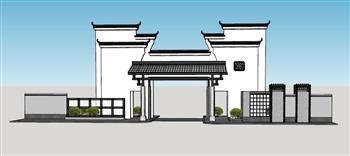 乡村徽派大门SU模型
