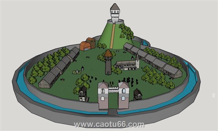 城堡农庄乡村SU模型
