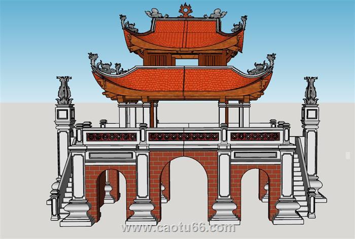 泰式建筑门楼SU模型