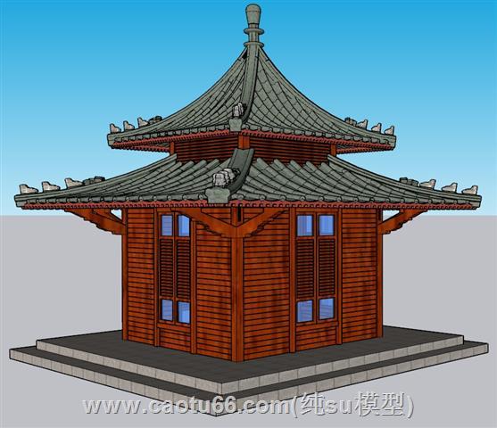 古建凉亭木屋SU模型