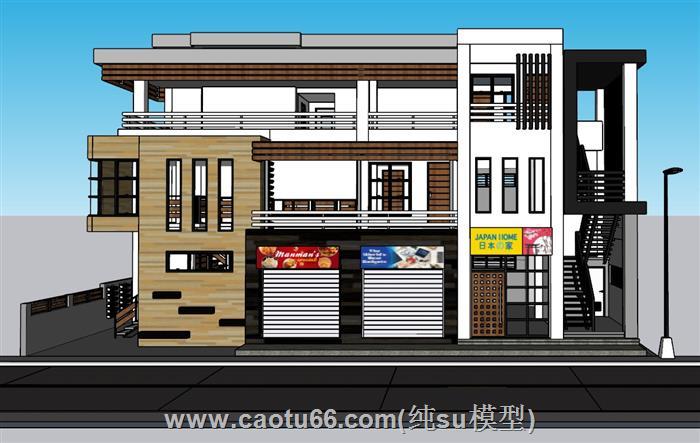 日式沿街商铺SU模型