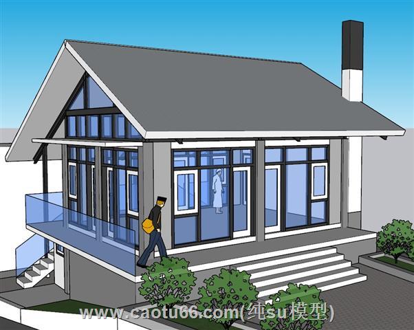 玻璃房平房建筑SU模型