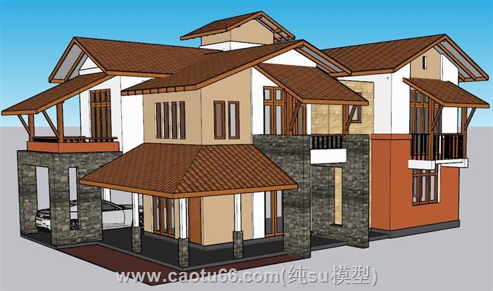 欧式别墅建筑SU模型