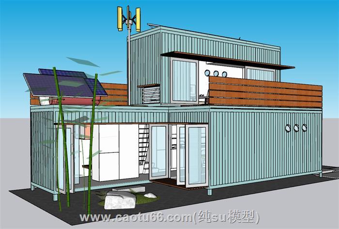日式集装箱建筑SU模型