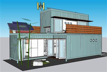 日式集装箱建筑SU模型