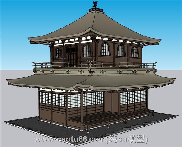 日式古建筑阁楼SU模型