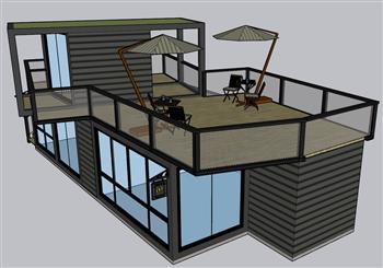 集装箱咖啡屋SU模型