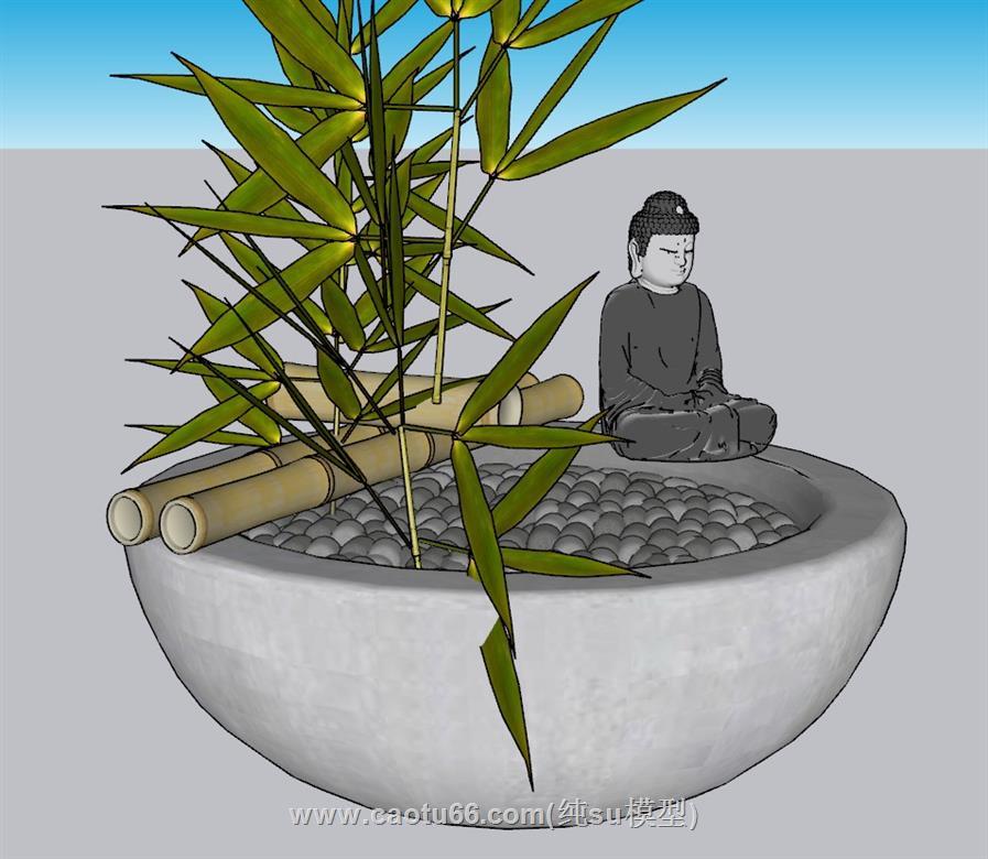 竹子竹叶佛像SU模型