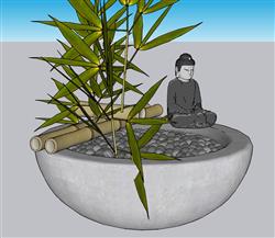 竹子竹叶佛像SU模型