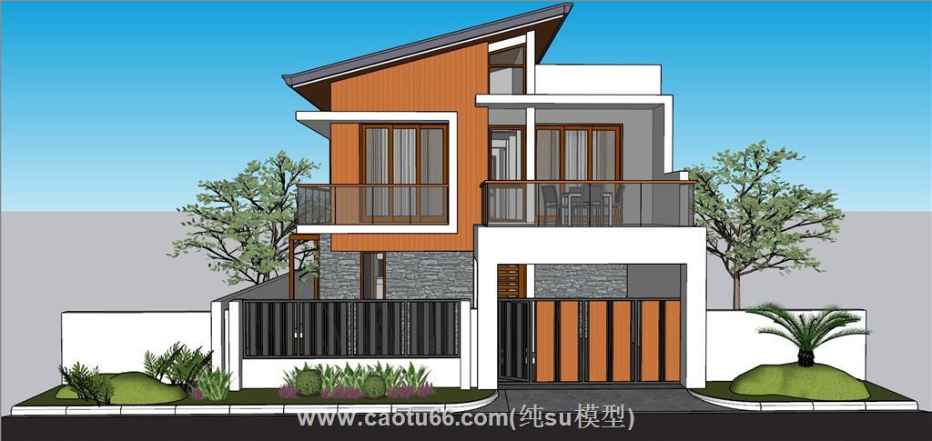 现代沿街别墅SU模型