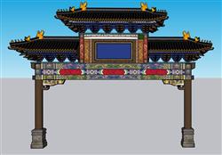 中式门楼牌坊SU模型