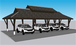 公园汽车停车棚SU模型