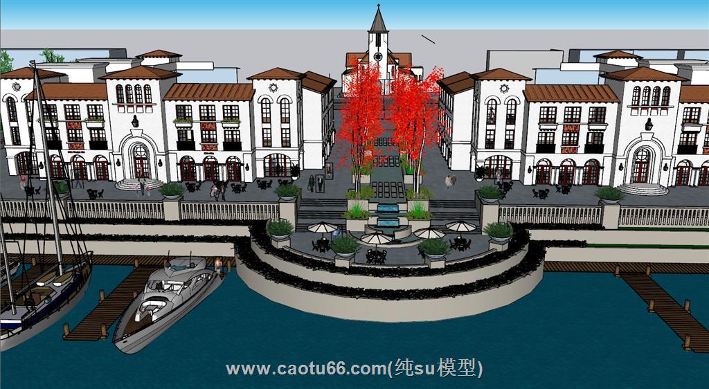 西班牙建筑码头SU模型