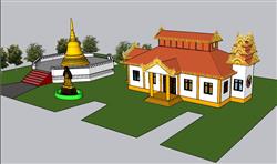 泰式建筑SU模型 免费sketchup模型下载
