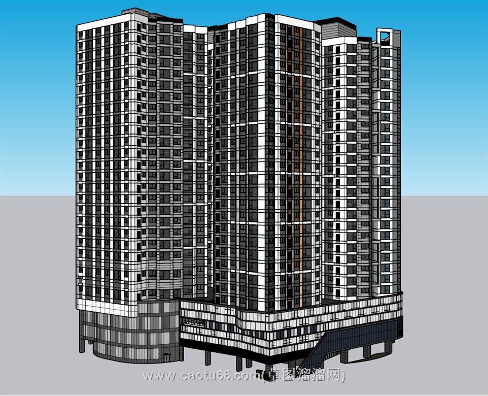 高层建筑住宅楼SU模型