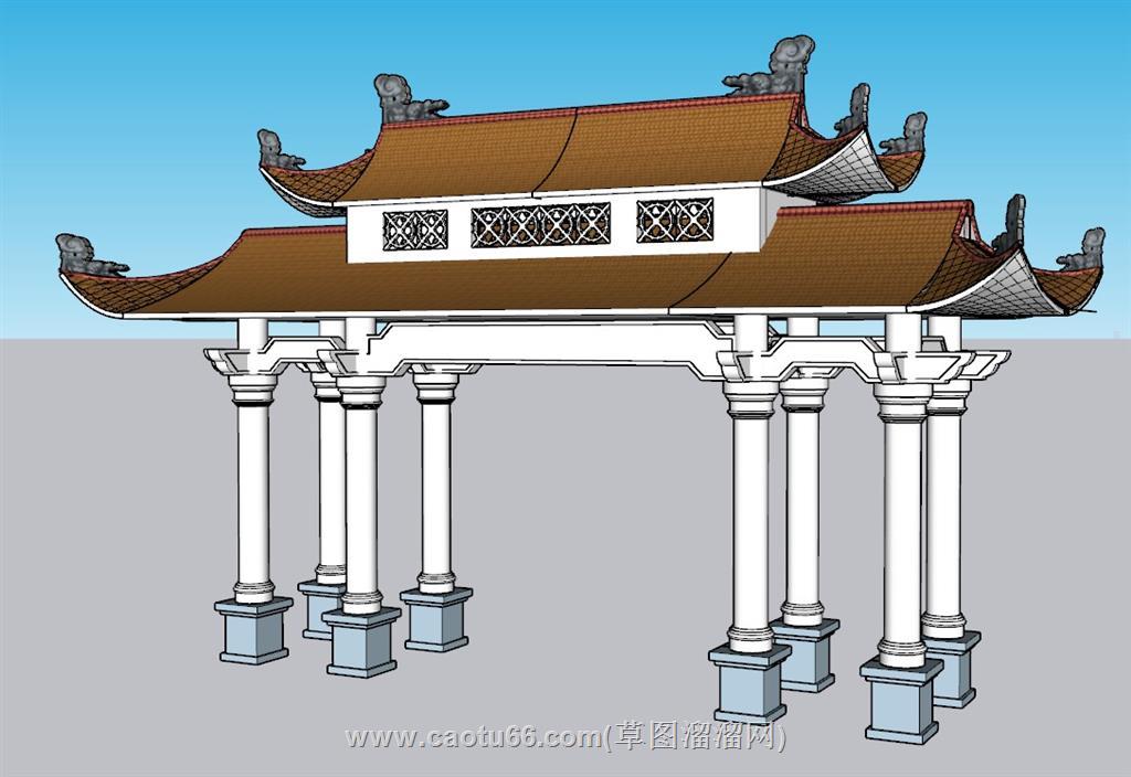 泰式门楼牌坊SU模型