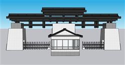 大门入口伸缩门SU模型
