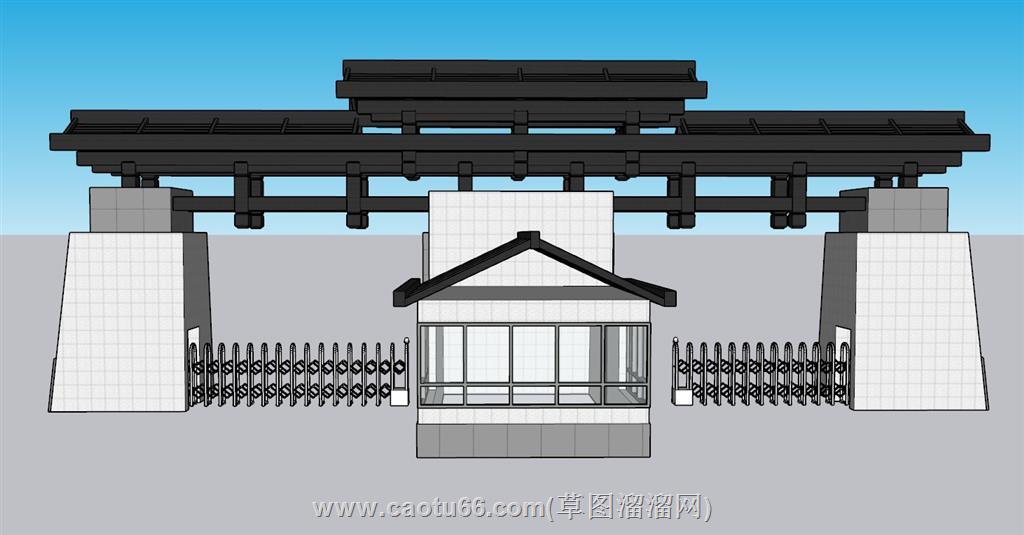 大门入口伸缩门SU模型