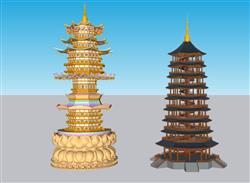 宝塔佛塔古塔SU模型 免费sketchup模型下载