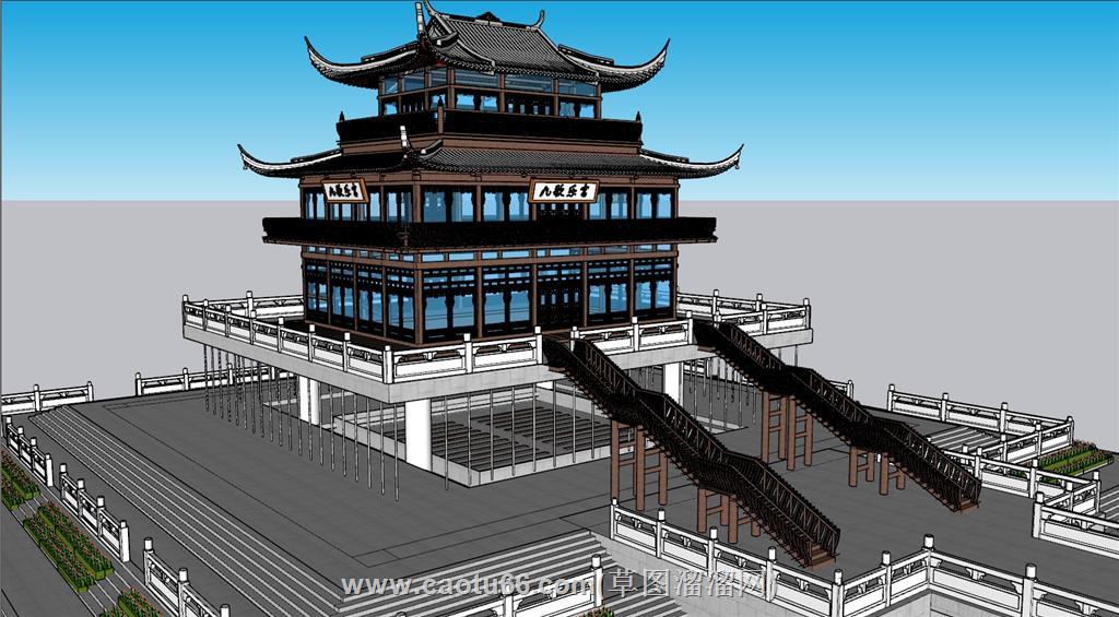 阁楼古建筑宝塔SU模型