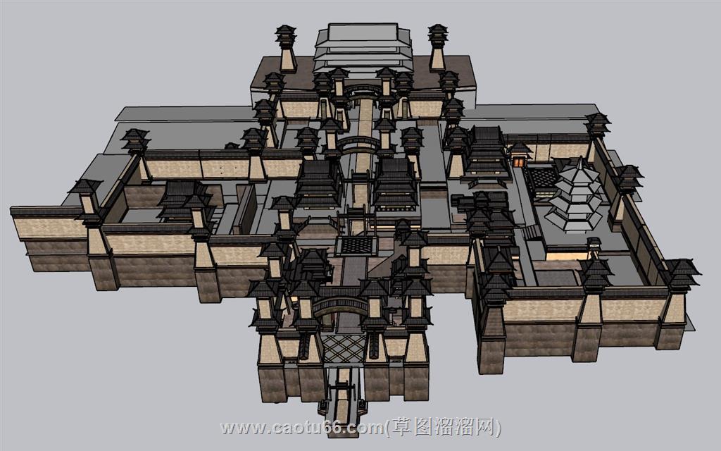 汉唐古城SU模型