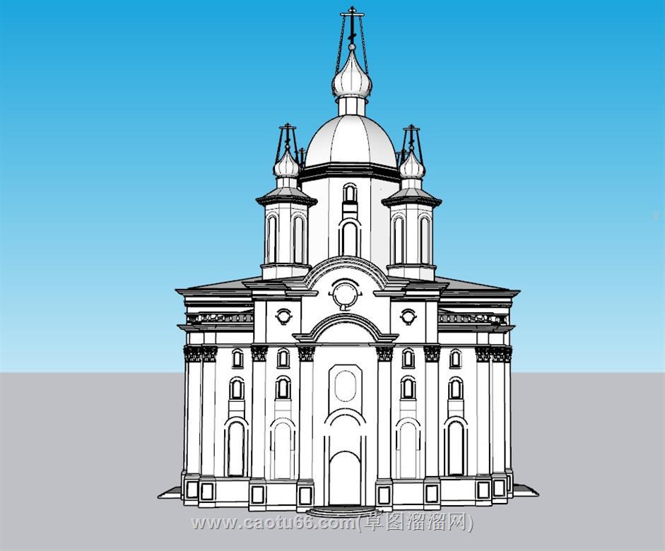 欧式教堂建筑SU模型