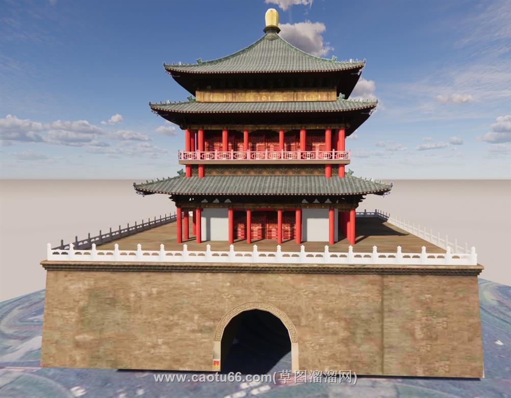 古建城楼城门SU模型