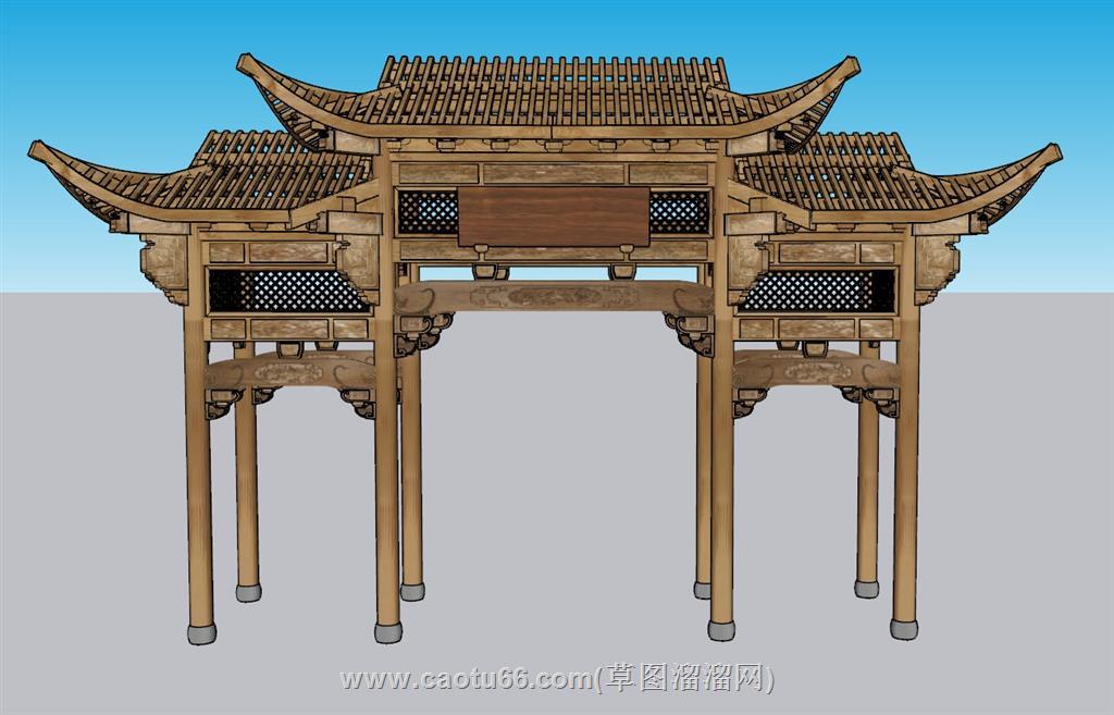门楼牌坊SU模型