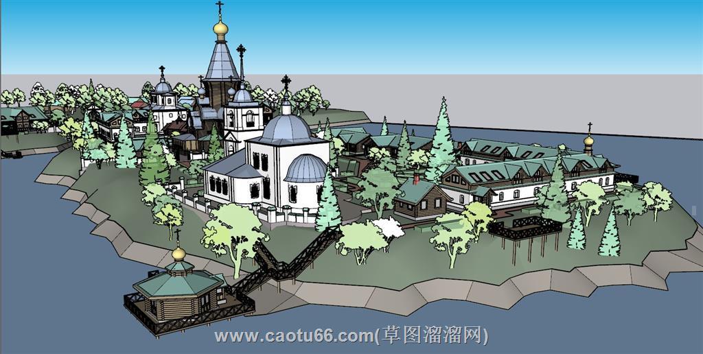 希律堡建筑教堂SU模型