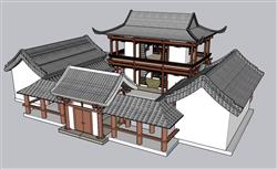 四合院古建筑阁楼SU模型