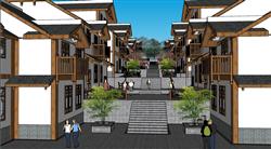 中式建筑吊脚楼SU模型
