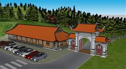 山地寺庙景区SU模型 免费sketchup模型下载