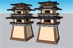 汉唐景观塔楼SU模型