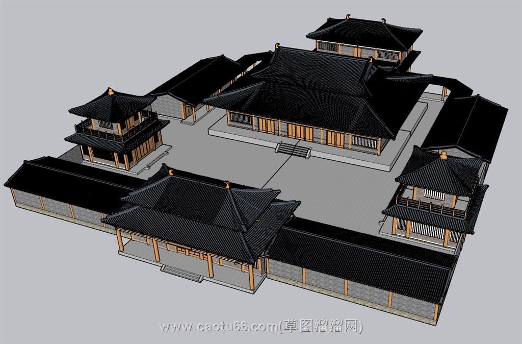 古建寺庙建筑SU模型