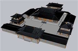 古建寺庙建筑SU模型