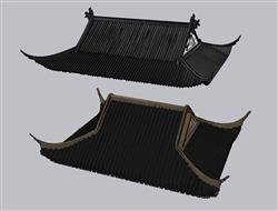 屋檐瓦片屋顶SU模型