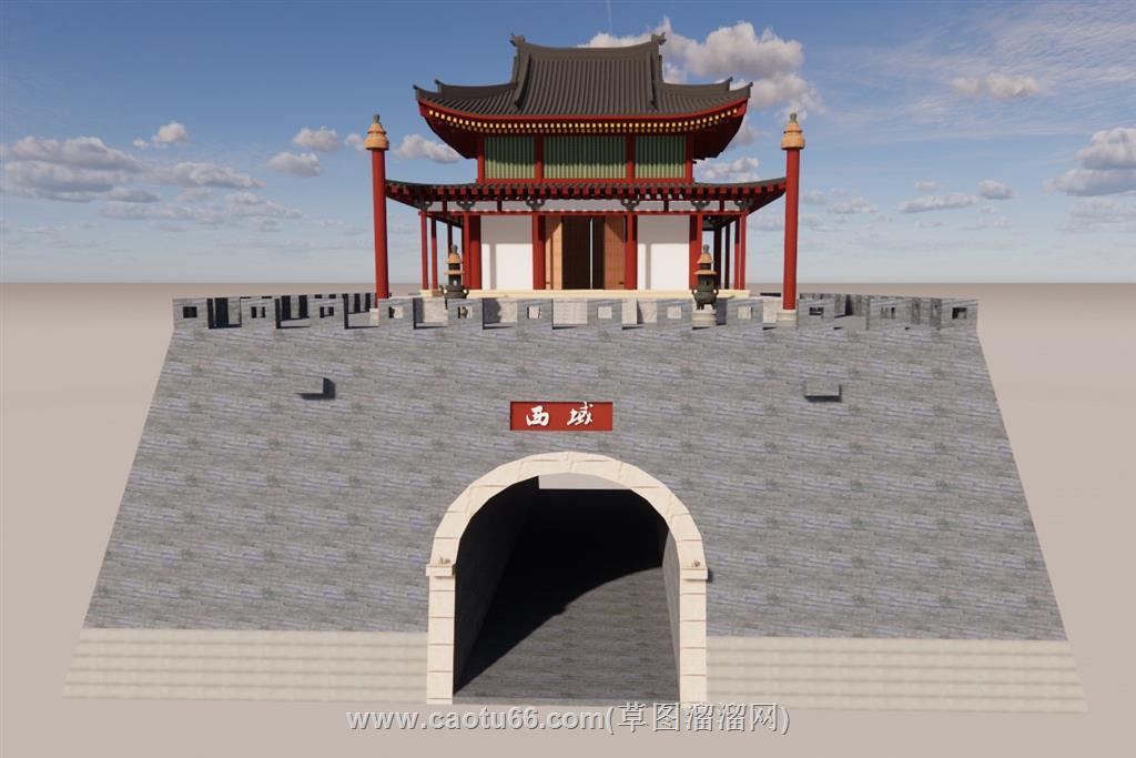 古代城门城楼SU模型