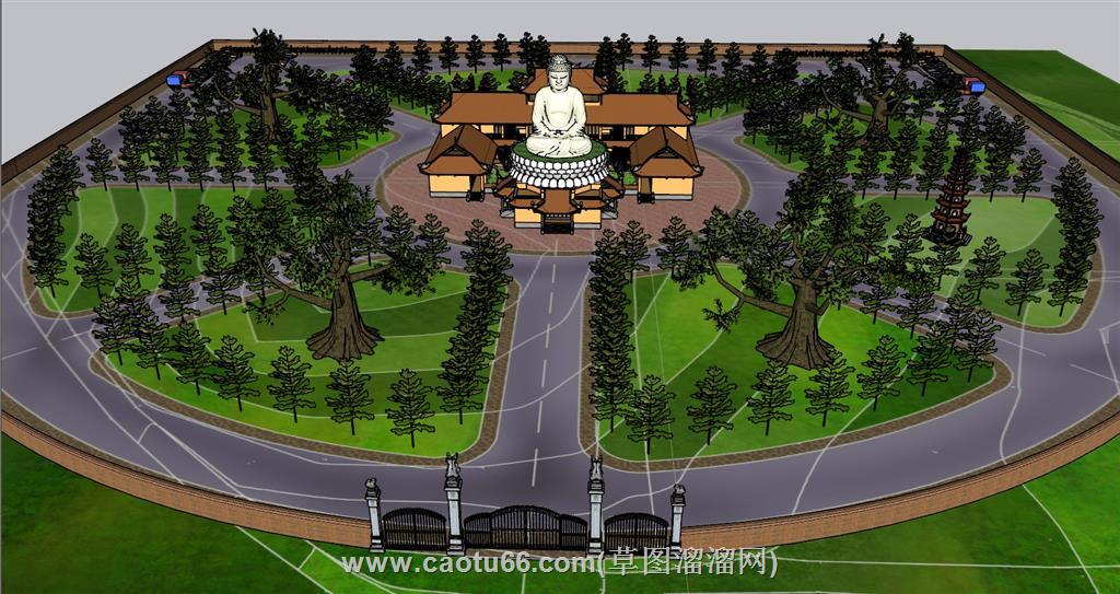 佛教佛像寺庙SU模型