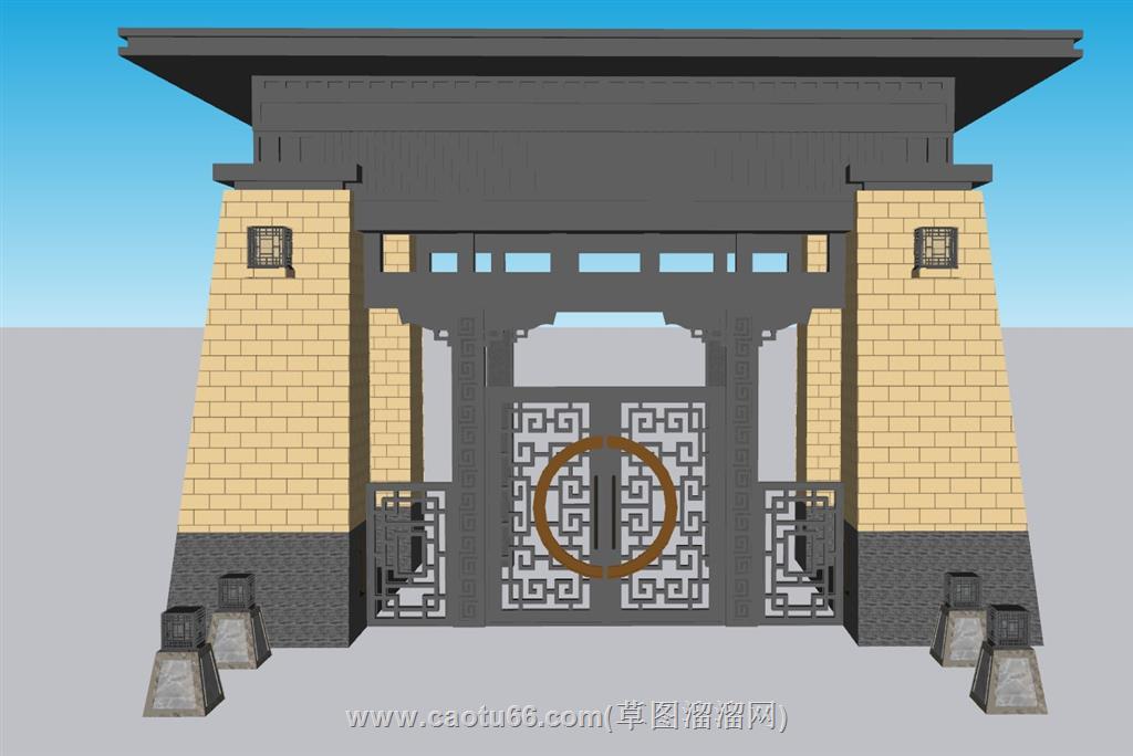 汉唐风铁艺大门SU模型