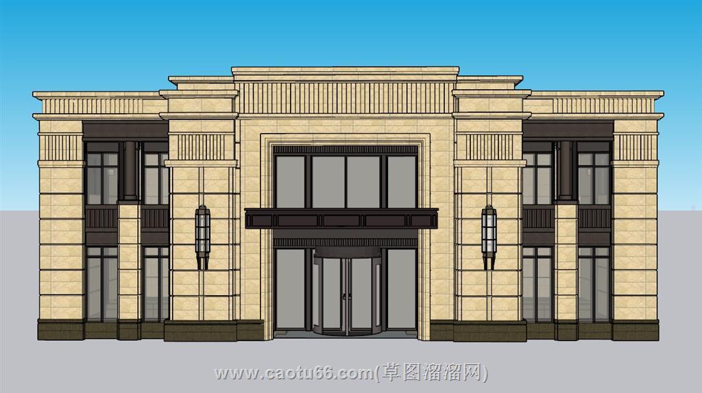 新中式示范区售楼部SU模型