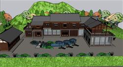 中式建筑酒店会所SU模型