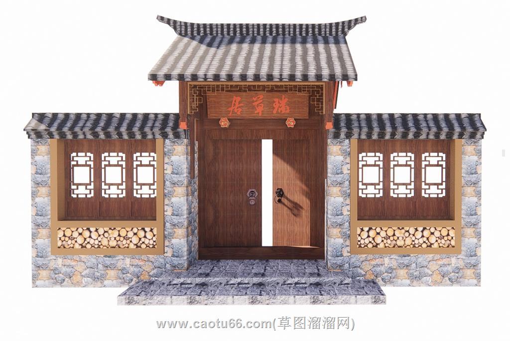 入户门院门SU模型